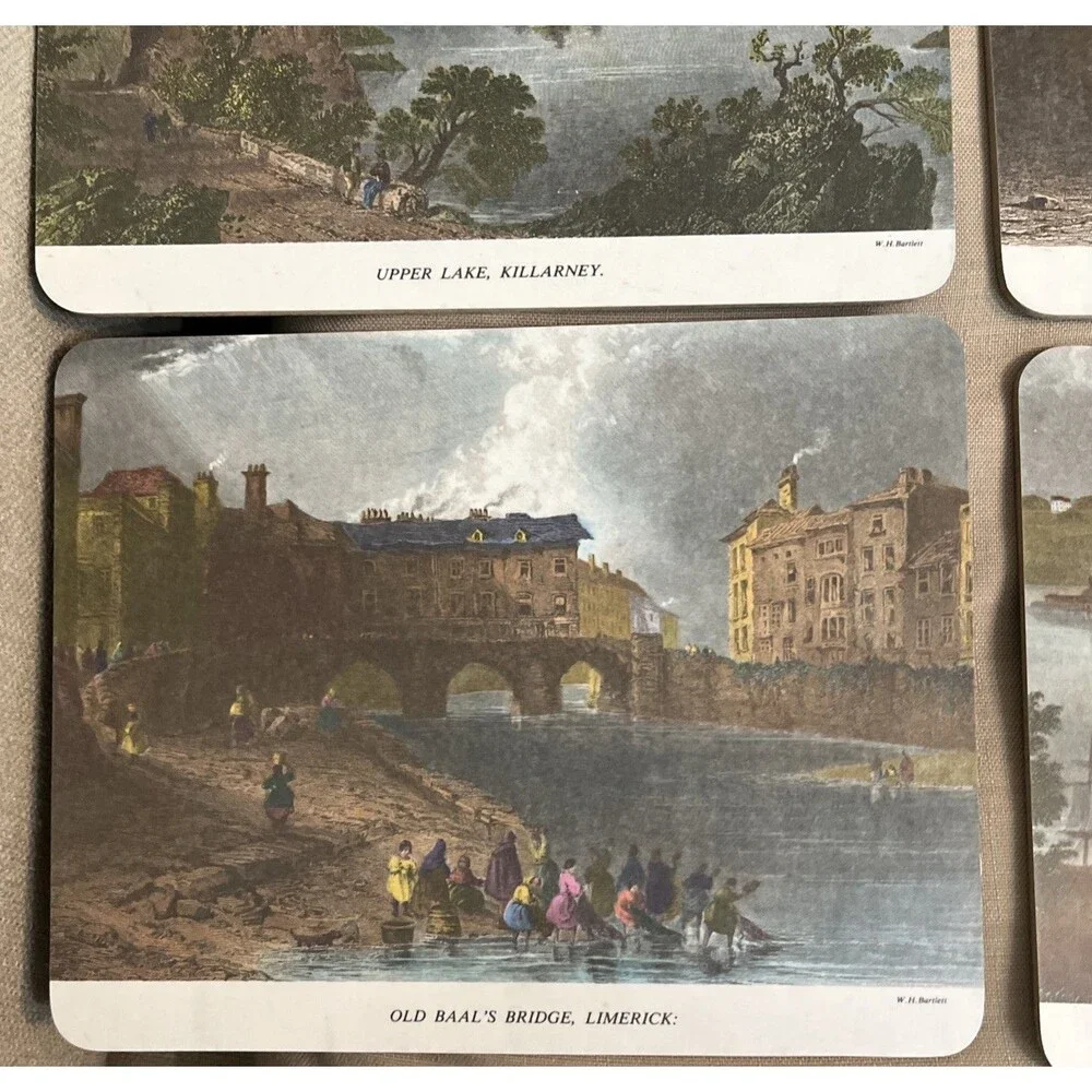 Vtg Irish Tablemats Whitecliff Set of 4 W.H. Bartlett Made in Ireland 9.5x7.5in